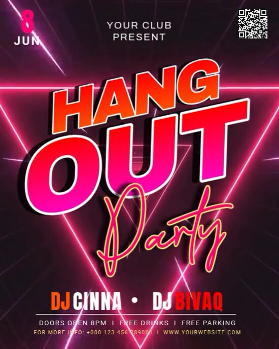 Black Neon Hangout Party Instagram Portrait template