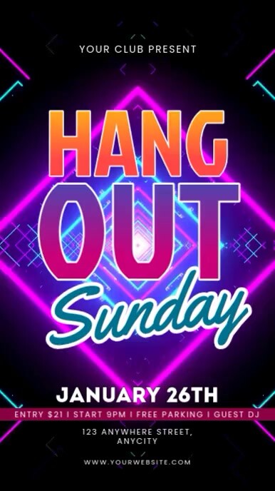Black Neon Hangout Party Reel Instagram template