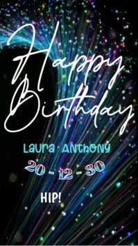 Black Neon Happy Birthday Explosion Video  Digital Display (9:16) template