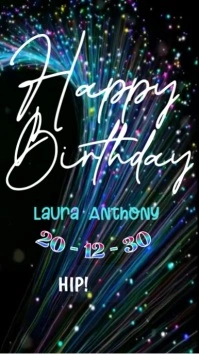 Black Neon Happy Birthday Explosion Video  Digital Display (9:16) template