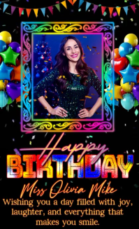 Black Neon Happy Birthday Us Legal template