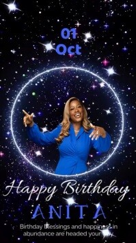 Black Neon Happy Birthday Video  Digital Display (9:16) template