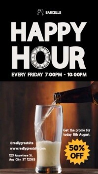 Black Neon Happy Hour Beer Promo  Instagram Story template