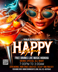 Black Neon Happy Hour Event Instagram Portrait template