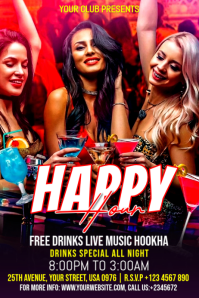 Black Neon Happy Hour Event Poster โปสเตอร์ template