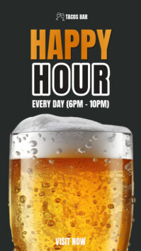 Black Neon Happy Hour  Instagram Story template