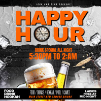 Black Neon Happy Hour Template  Instagram Post