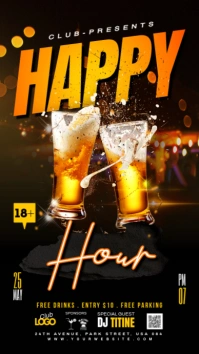 Black Neon Happy Hour Template Instagram Story