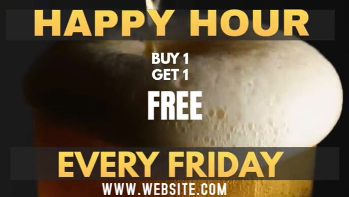 Black Neon Happy Hour  Youtube Thumbnail template