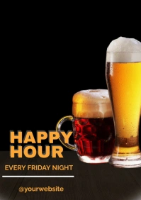 Black Neon Happy Hours  A2 template