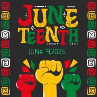 Black Neon Happy Juneteenth Freedom Day  Instagram Post template