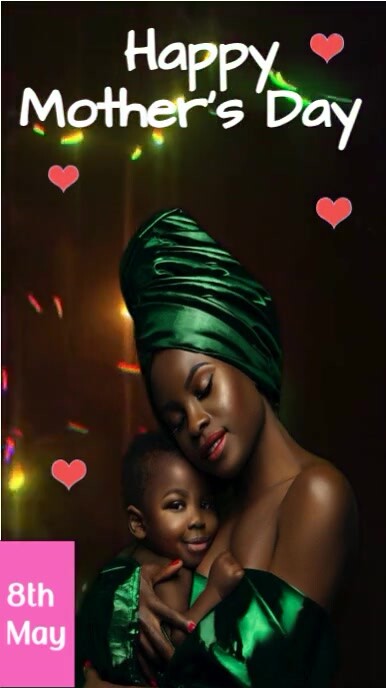 Black Neon Happy Mother's Day  Digital Display (9:16) template
