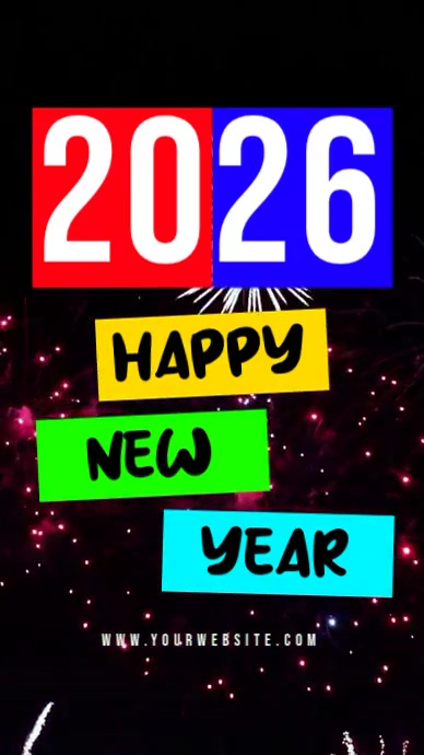 Plantilla de Black Neon Happy New Year 2026 Reel Instagram | PosterMyWall