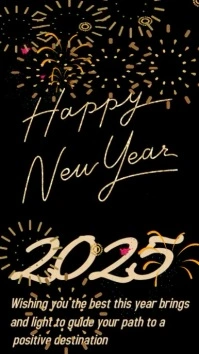 Black Neon Happy New Year  Digital Display (9:16) template