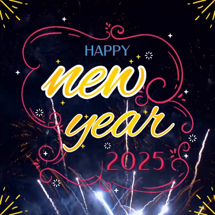 Plantilla de Black Neon Happy New Year Video Instagram Post | PosterMyWall