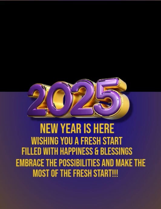 Black Neon Happy New Year Wishes Design Template Flyer (us Letter ...