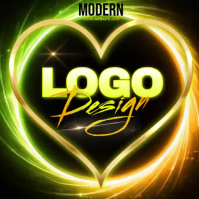 Black Neon Heart Logo Design Logo Video template