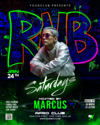 Black Neon Hip Hop Club Event Instagram Portrait template