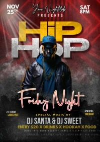 Black Neon Hip-hop Friday Dj Night A3 template
