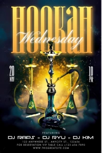 Black Neon Hookah Night Party Poster template