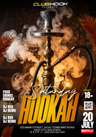 Black Neon Hookah Party A3 template