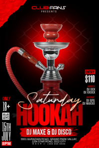 Black Neon Hookah Party Poster template
