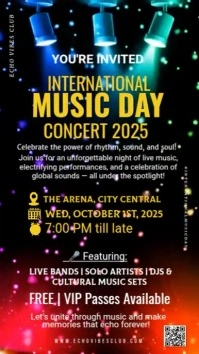 Black Neon International Music Day Instagram Story template