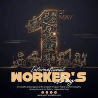 Black Neon International Workers' Day Square Video template