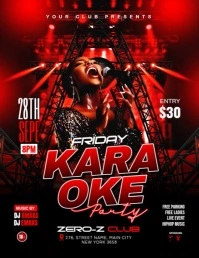 Black Neon  Karaoke And Ladies Night Party Flyer (us Letter) template