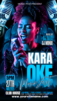 Black Neon Karaoke Music Fest Instagram Story template