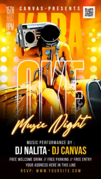 Black Neon Karaoke Music Night Instagram Story Video template