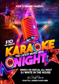 Black Neon Karaoke Night A5 template