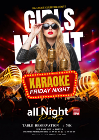 Black Neon Karaoke Night A5 template