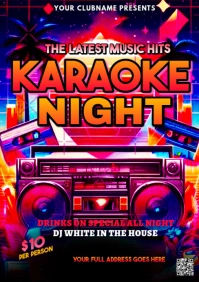 Black Neon Karaoke Night A5 template