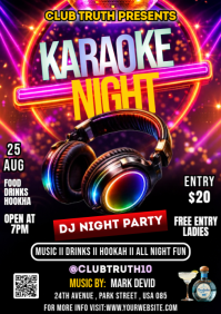 Black Karaoke Night Event A3 Template