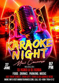 Black Neon Karaoke Night Event A3 template