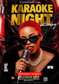 Black Karaoke Night Event A3 Template
