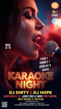 Black Karaoke Night Event เรื่องราวบน Instagram Template