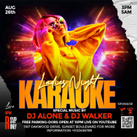 Black Neon Karaoke Night Event Square Video Persegi (1:1) template
