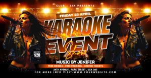 Black Neon Karaoke Night Facebook Shared Image template