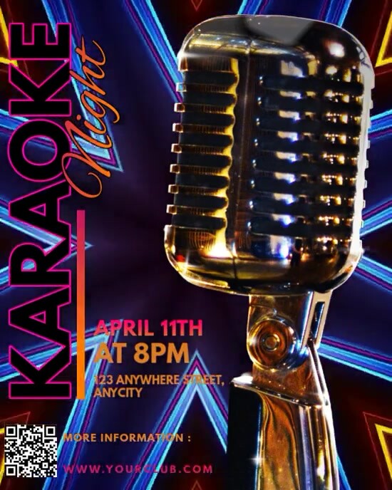 Black Neon Karaoke Night Instagram Portrait template