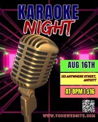 Black Neon Karaoke Night Instagram Portrait template