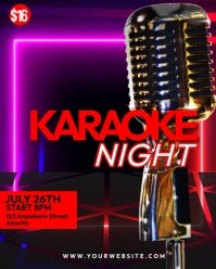 Black Neon Karaoke Night Instagram Portrait template