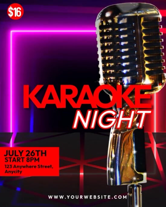 Black Neon Karaoke Night Instagram Portrait template
