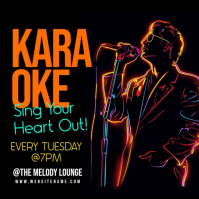 Black Neon Karaoke Night Instagram Post Video template