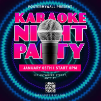 Black Neon Karaoke Night Party Instagram Post Iphosti le-Instagram template