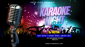 Black Neon Karaoke Night Party Pos Twitter template