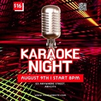 Black Neon Karaoke Night Persegi (1:1) template