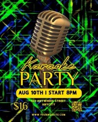 Black Neon Karaoke Party Instagram Portrait template