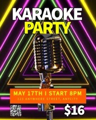 Black Neon Karaoke Party Instagram Portrait template